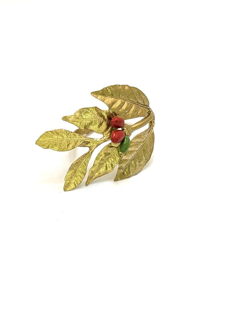 Handmade Coffee Pewter Napkin Ring, Set of 4, Inspired by Nature, Table Decor