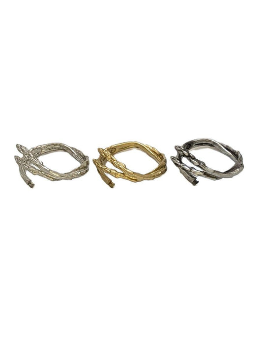 Handmade Asparagus Adjustable Pewter Napkin Ring, Set of 4, Inspired by Nature, Table Decor