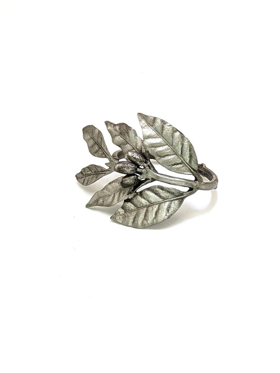 Handmade Coffee Pewter Napkin Ring, Set of 4, Inspired by Nature, Table Decor
