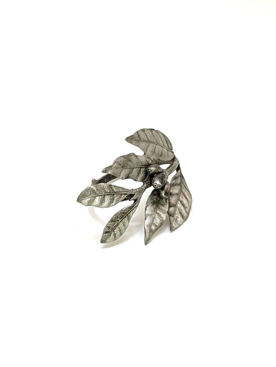 Handmade Coffee Pewter Napkin Ring, Set of 4, Inspired by Nature, Table Decor