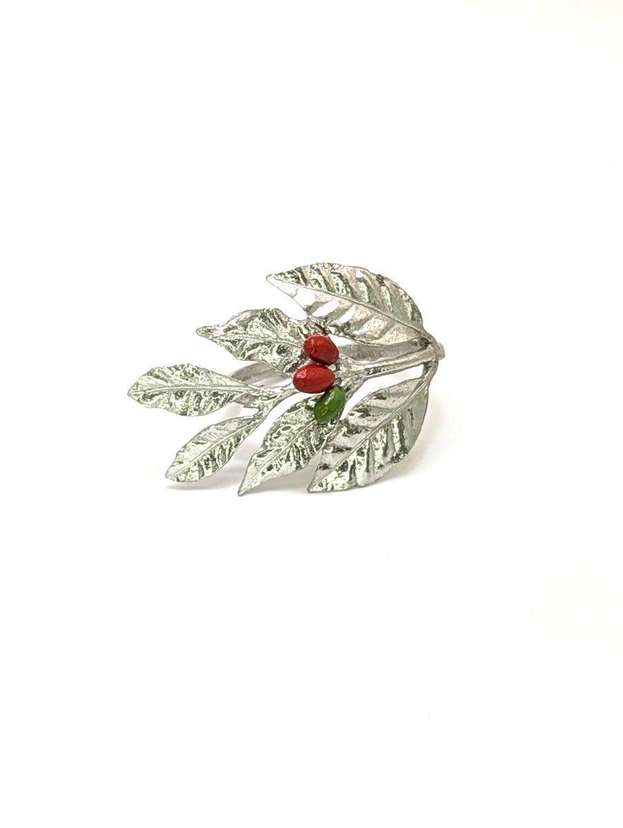 Handmade Coffee Pewter Napkin Ring, Set of 4, Inspired by Nature, Table Decor