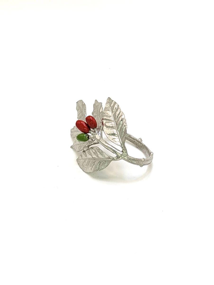 Handmade Coffee Pewter Napkin Ring, Set of 4, Inspired by Nature, Table Decor