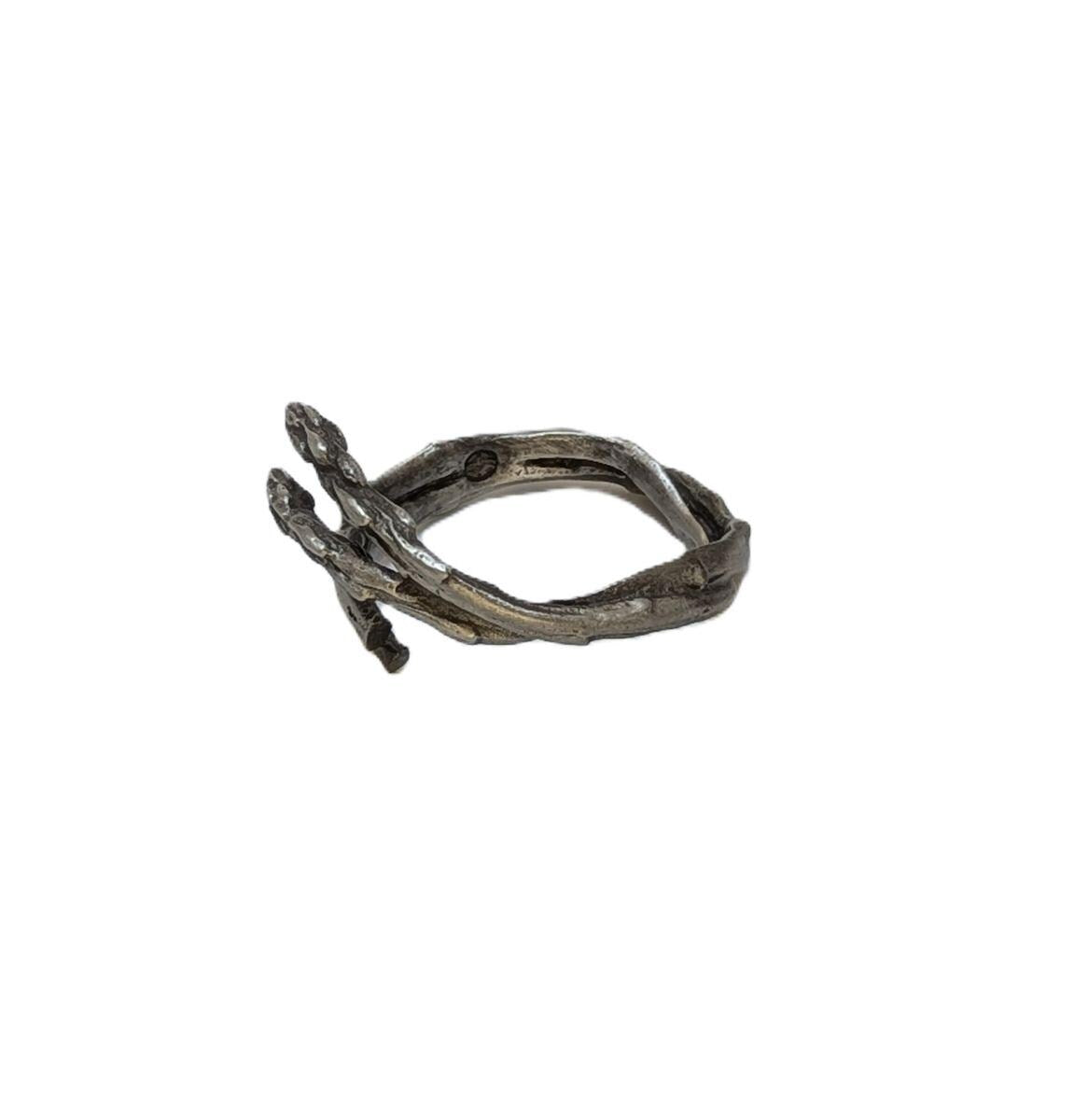 Handmade Asparagus Adjustable Pewter Napkin Ring, Set of 4, Inspired by Nature, Table Decor