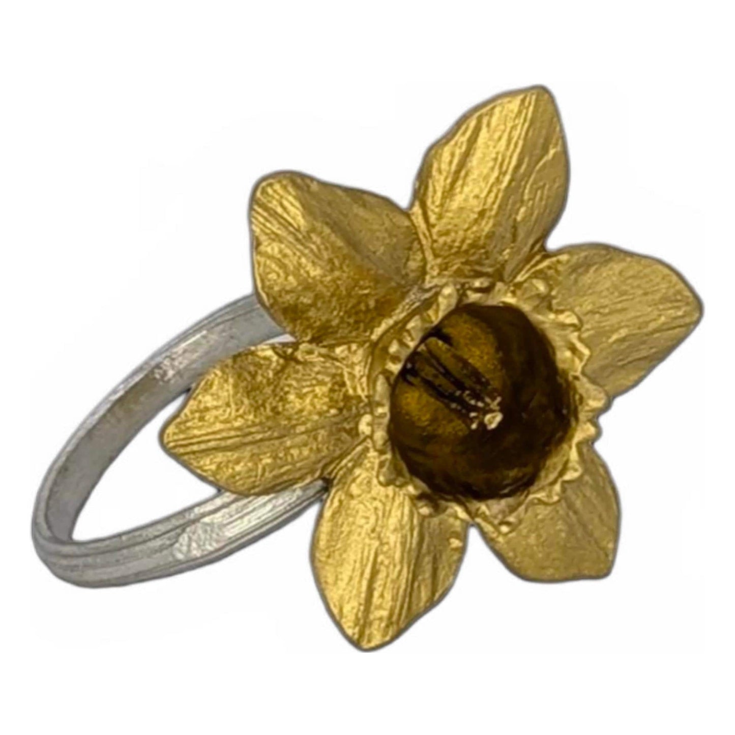 Handcrafted Daffodil Pewter Napkin Ring, Set of 4, Inspired by Nature, Elegant Table Decor