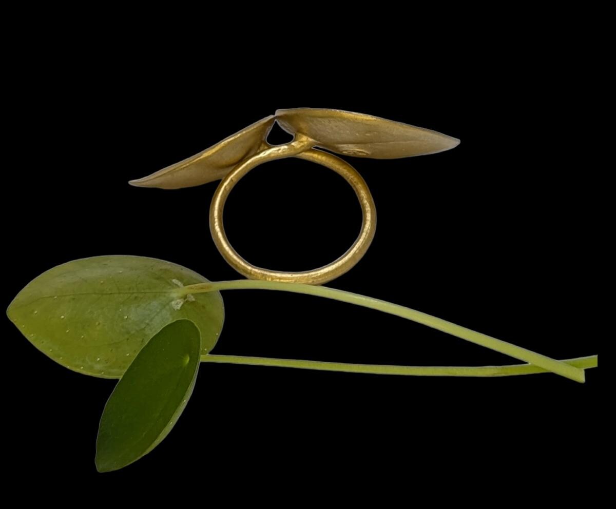 Handmade Money Plant Adjustable Pewter Napkin Ring, Set of 4, Inspired by Nature, Table Decor