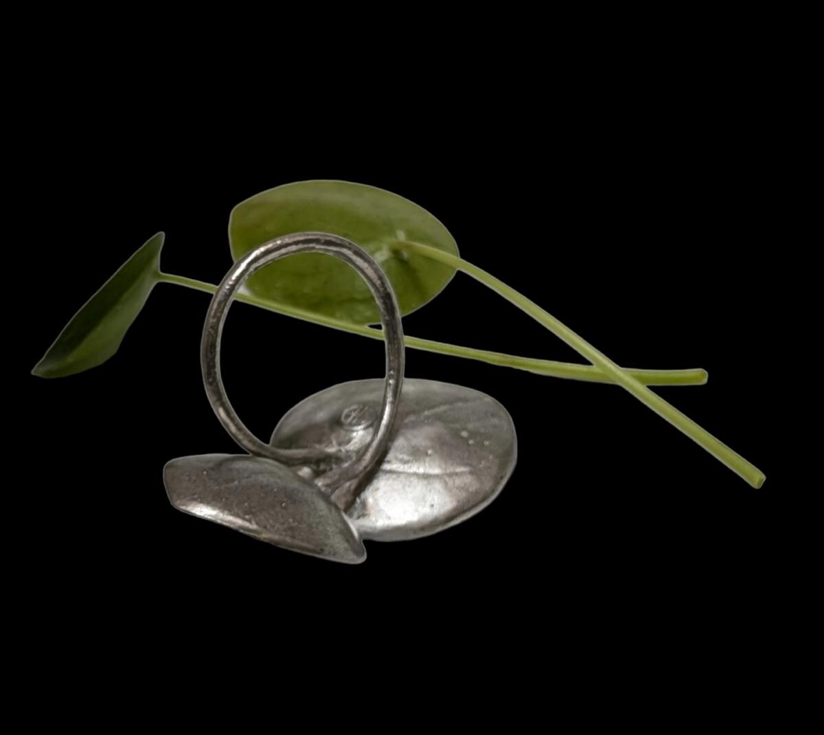 Handmade Money Plant Adjustable Pewter Napkin Ring, Set of 4, Inspired by Nature, Table Decor