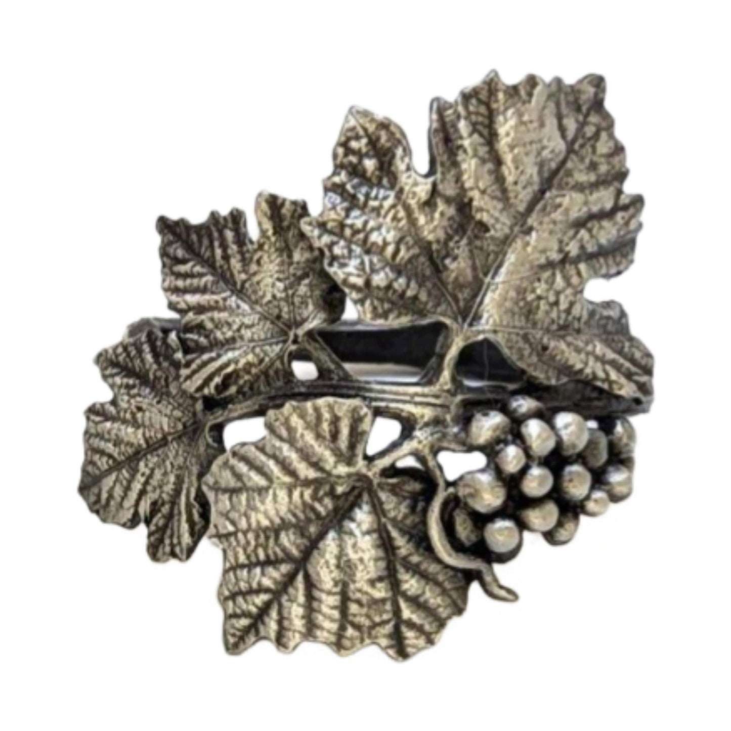 Artisanal Pewter Grapevine Napkin Ring, Luxury Vineyard Table Decor, Hostess Gift for Wine Lovers, Set of 4