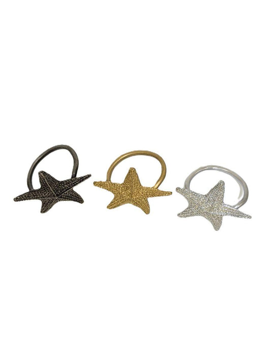 Handmade Starfish Pewter Napkin Ring Set of 4, Table Decor Inspired by Nature