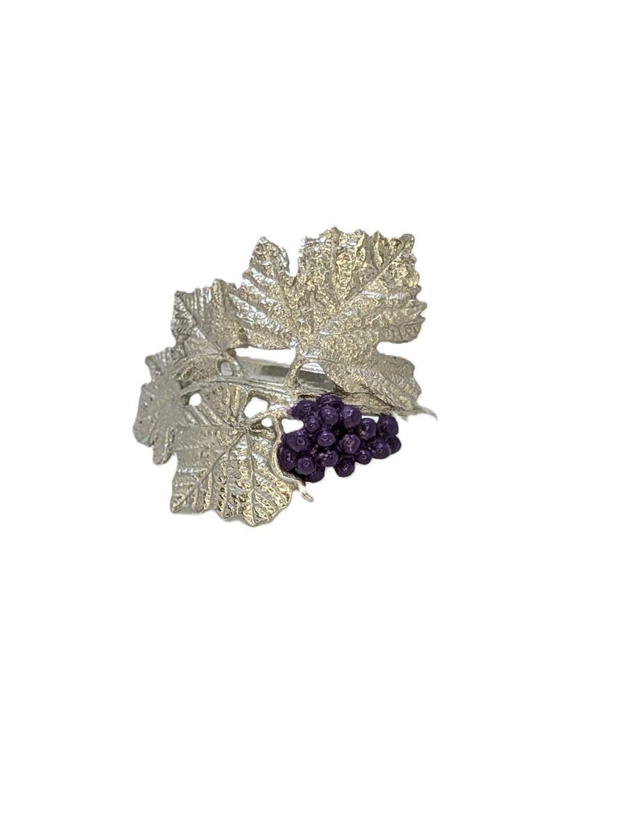 Artisanal Pewter Grapevine Napkin Ring, Luxury Vineyard Table Decor, Hostess Gift for Wine Lovers, Set of 4