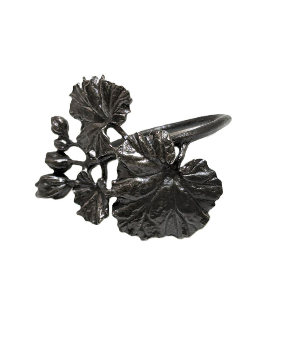 Handmade Geranium Pewter Napkin Ring Set of 4, Inspired by Nature, Home Decor