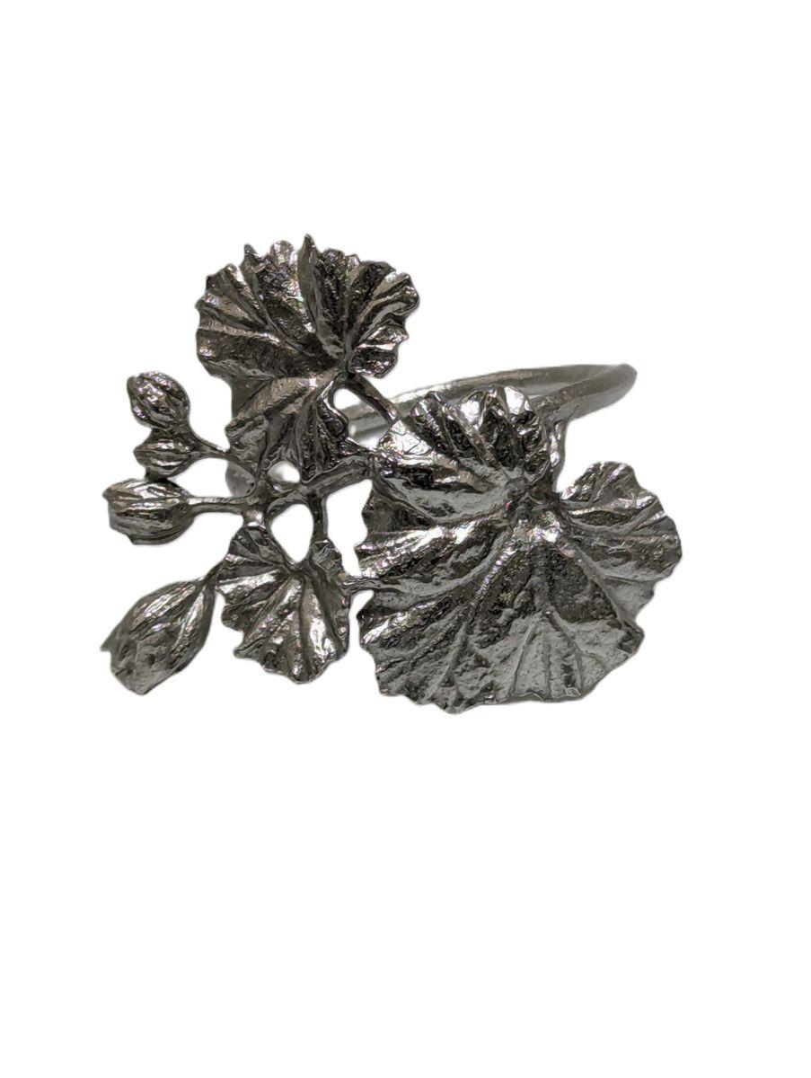 Handmade Geranium Pewter Napkin Ring Set of 4, Inspired by Nature, Home Decor