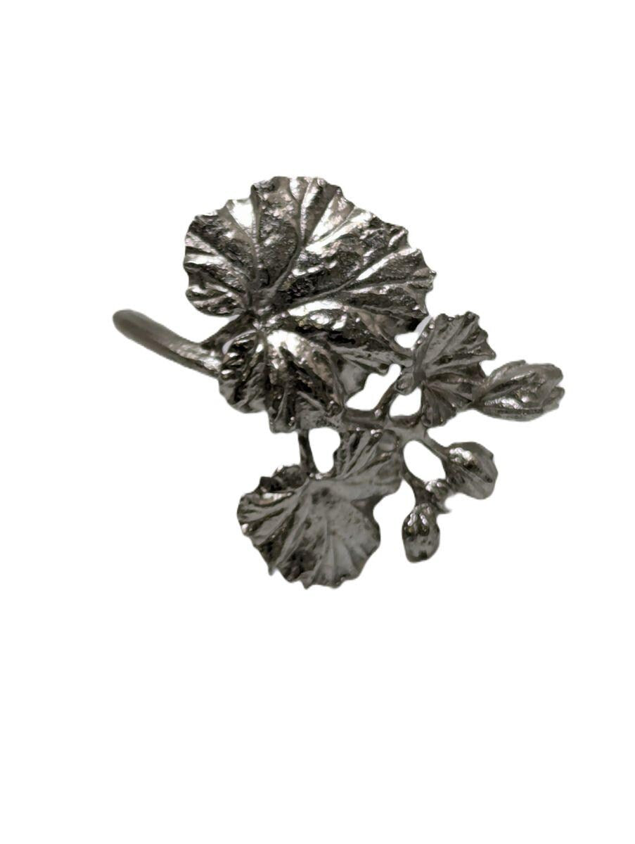 Handmade Geranium Pewter Napkin Ring Set of 4, Inspired by Nature, Home Decor