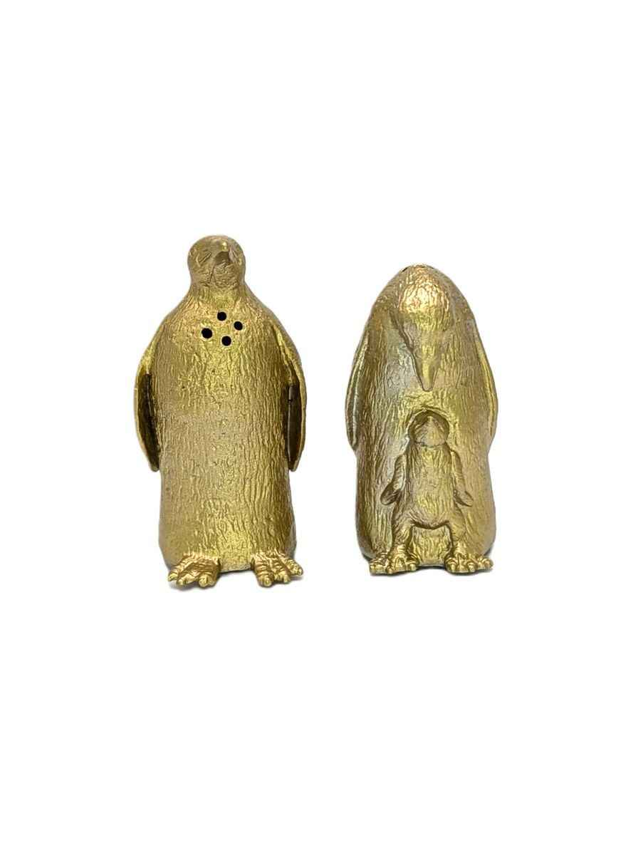 Handmade Penguin Figurine Mini Pewter Salt & Pepper Shakers Set, Wildlife Table Decor
