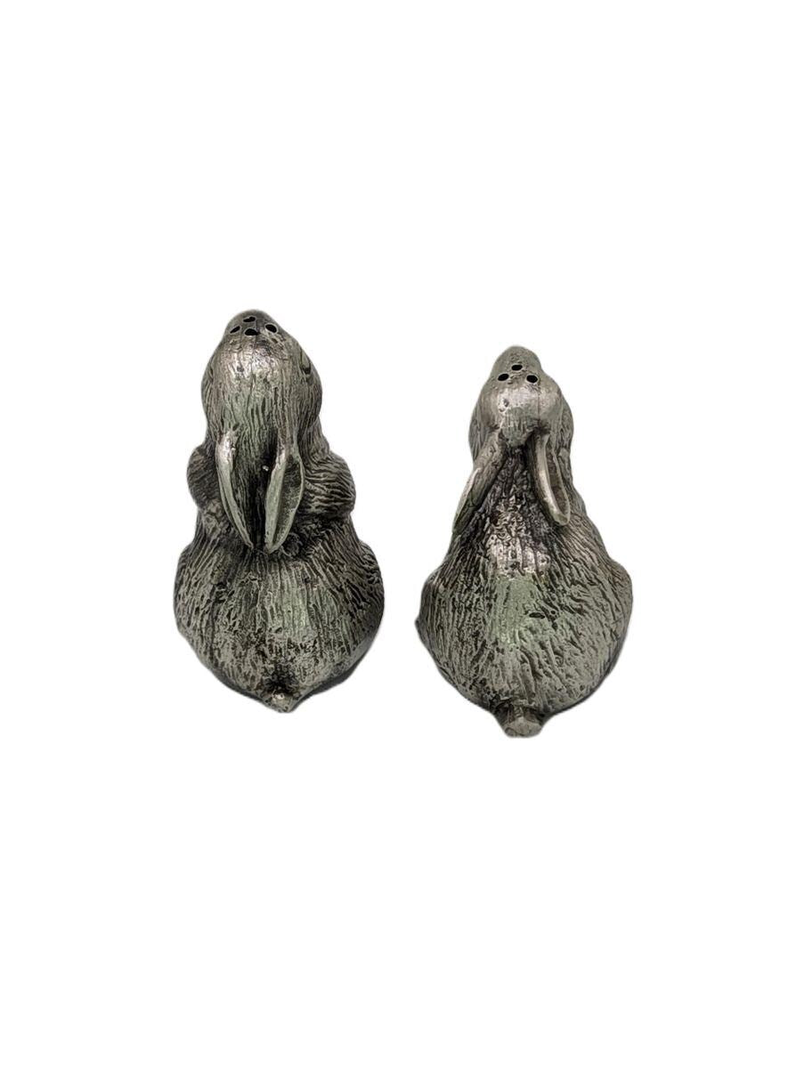 Rabbits Couple Miniature Pewter Salt & Pepper Shakers Set, Handmade Table Decor