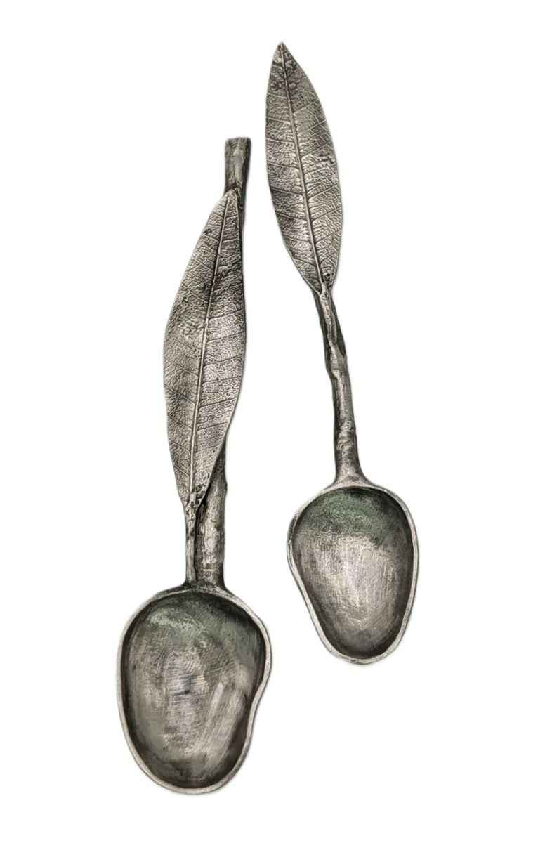 Handmade Mango Pewter Decorative Spoons Set, Inspired by Nature, Collectible