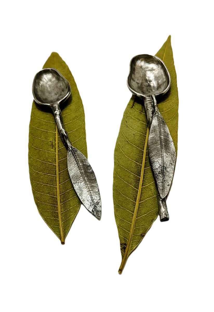 Handmade Mango Pewter Decorative Spoons Set, Inspired by Nature, Collectible