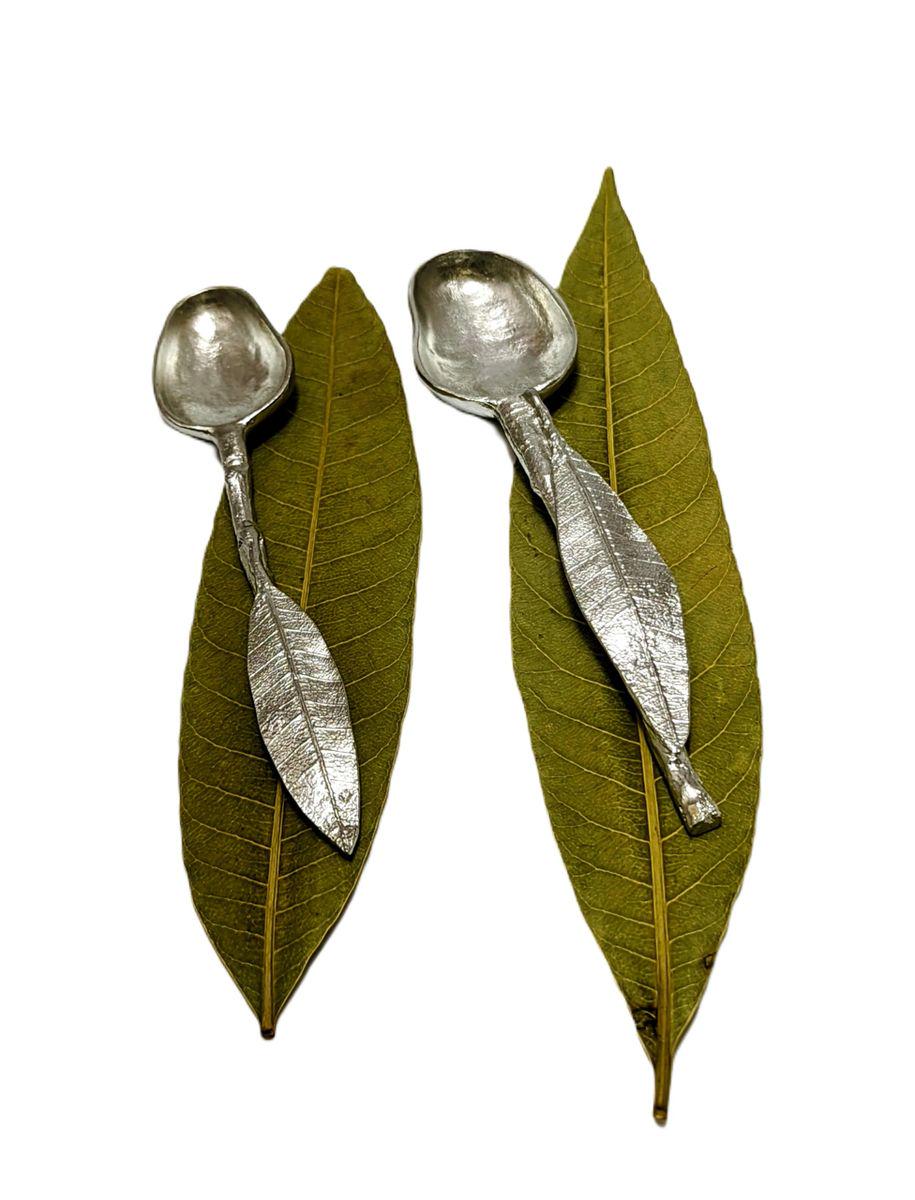 Handmade Mango Pewter Decorative Spoons Set, Inspired by Nature, Collectible