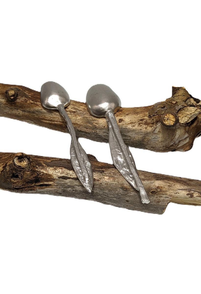 Handmade Mango Pewter Decorative Spoons Set, Inspired by Nature, Collectible