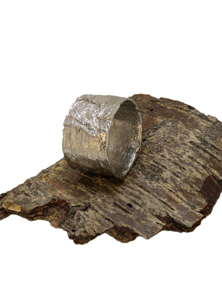 Birch Bark Pewter Napkin Ring, Set of 4, Inspired by Nature, Handmade Table Decor