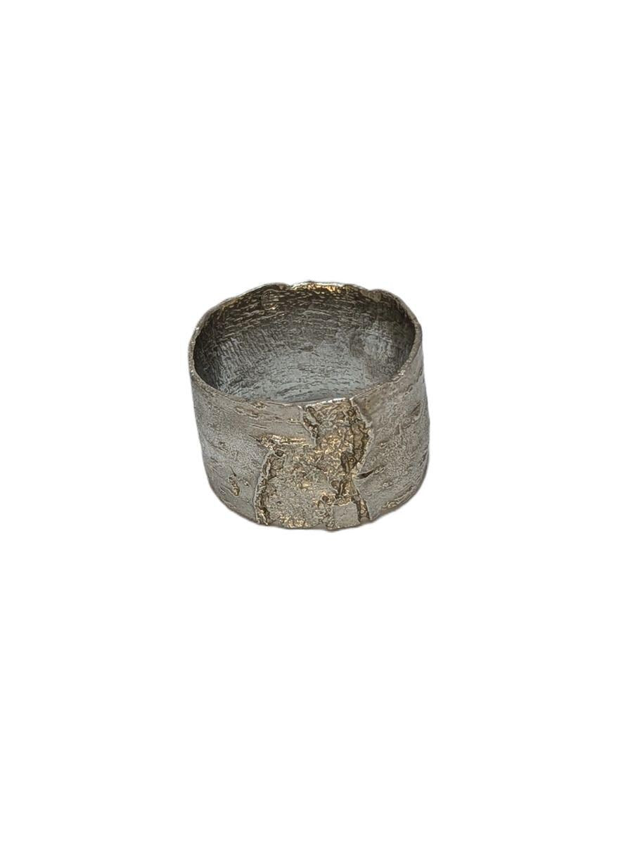 Birch Bark Pewter Napkin Ring, Set of 4, Inspired by Nature, Handmade Table Decor