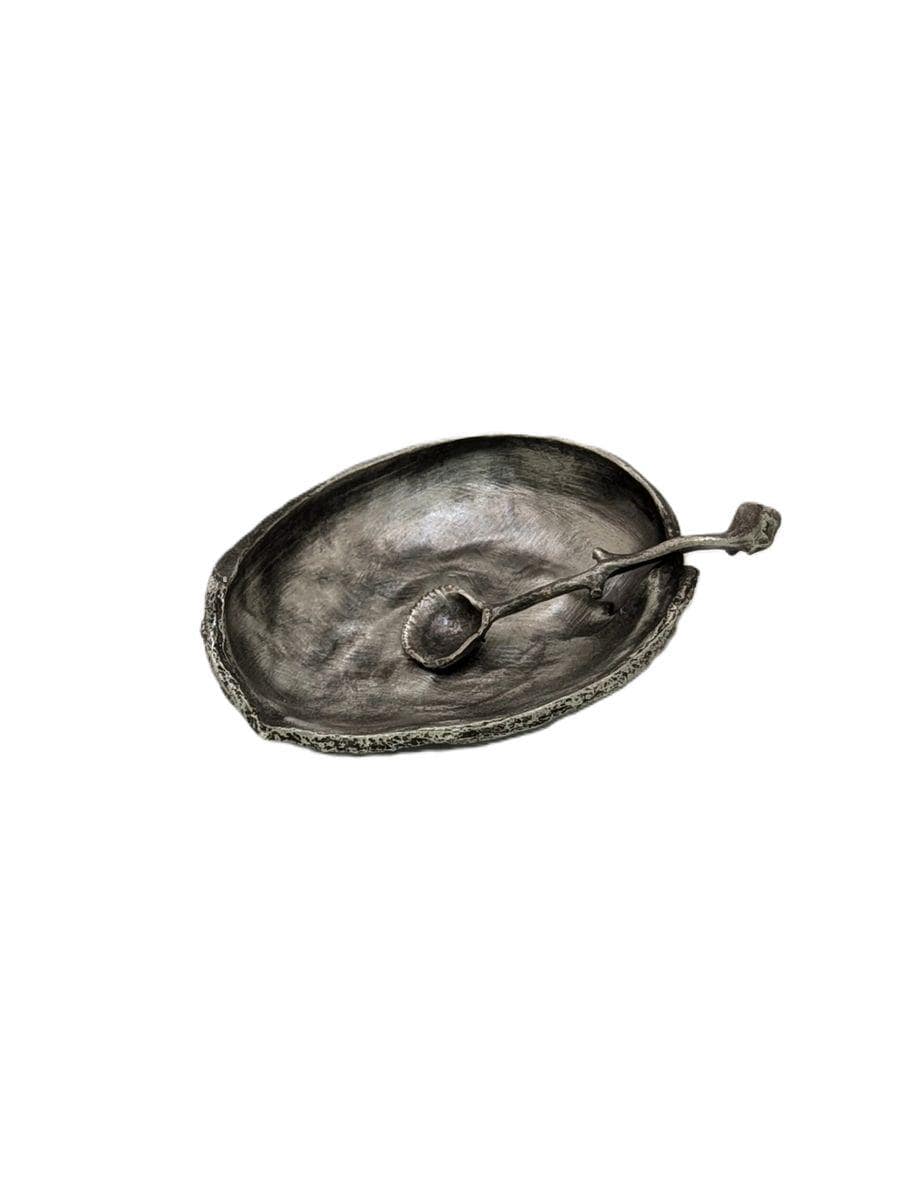 Handmade Abalone Shell Decorative Pewter Salt Dish, Table Decor Inspired by Nature