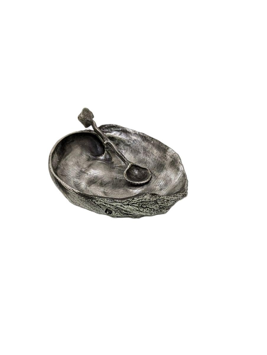 Handmade Abalone Shell Decorative Pewter Salt Dish, Table Decor Inspired by Nature