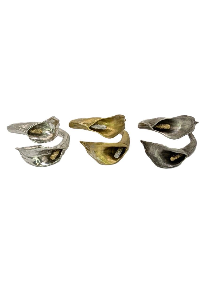 Handcrafted Calla Lily Adjustable Pewter Napkin Ring, Set of 4, Inspired by Nature, Table Decor