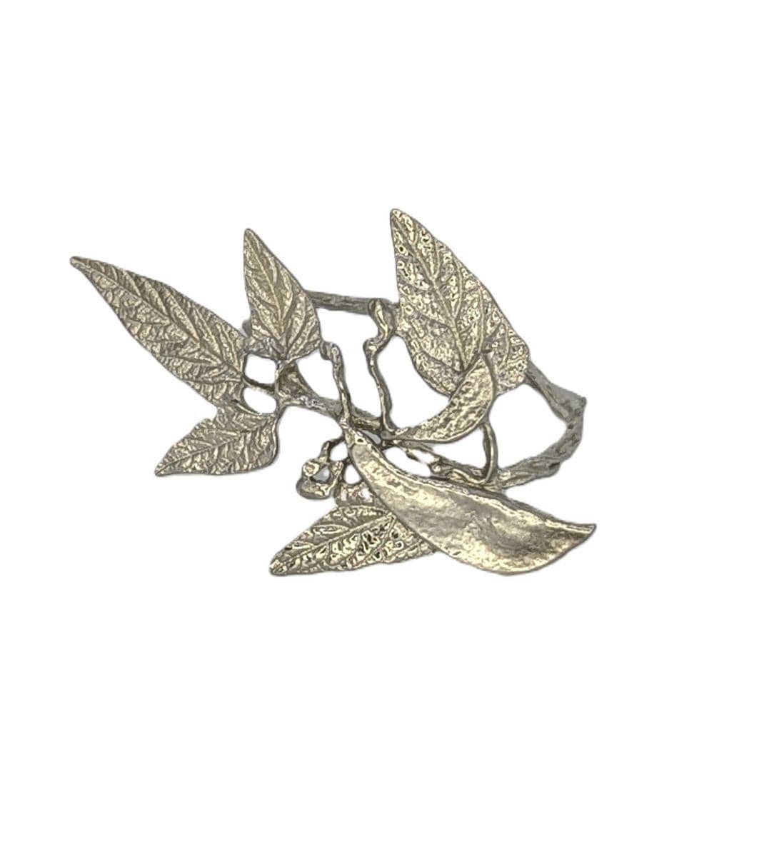 Handmade Lima Beans Pewter Napkin Ring Set of 4, Inspired by Nature, Table Decor