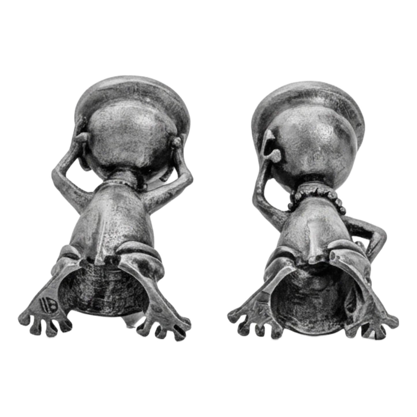 Adorable Mrs and Mr Frog Pewter Candle Holder Set, Minimalist Handmade Decor