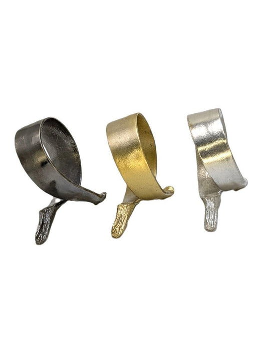 Handmade Banana Pewter Adjustable Napkin Ring, Set of 4, Inspired by Nature, Unique Table Decor