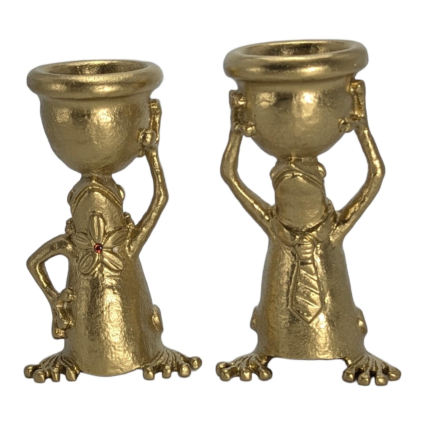Adorable Mrs and Mr Frog Pewter Candle Holder Set, Minimalist Handmade Decor