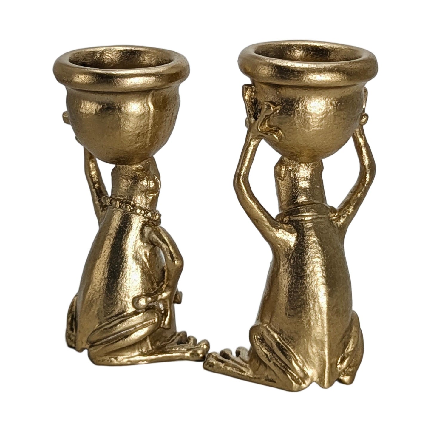 Adorable Mrs and Mr Frog Pewter Candle Holder Set, Minimalist Handmade Decor