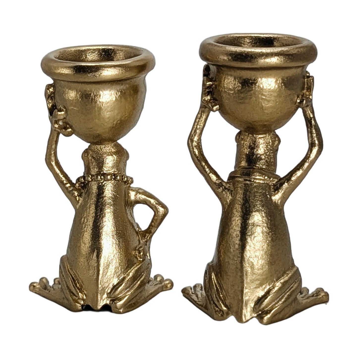 Adorable Mrs and Mr Frog Pewter Candle Holder Set, Minimalist Handmade Decor