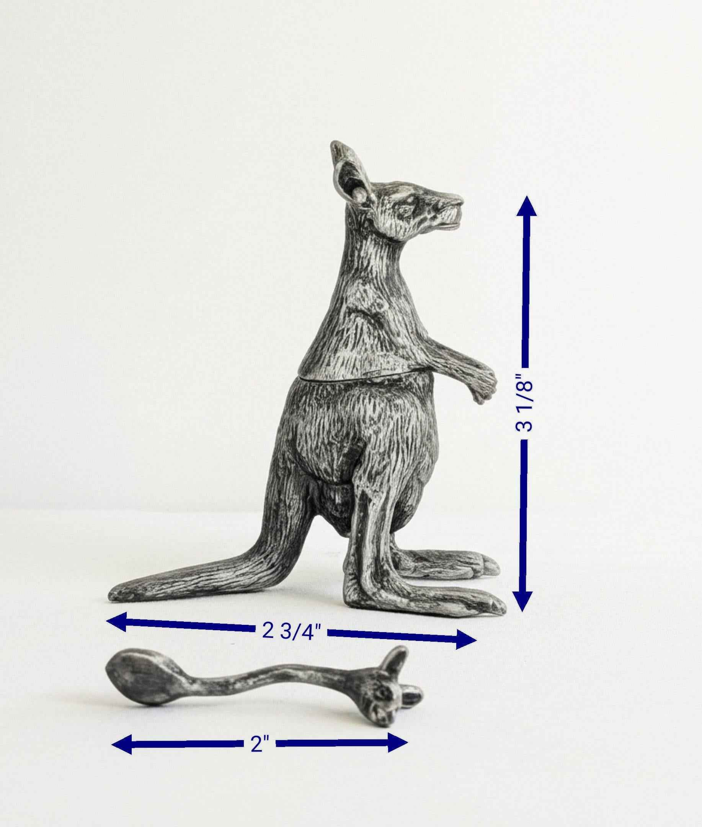 Handmade Mini Kangaroo Salt Cellar: Wild Nature Table Decor, Hand Cast Pewter