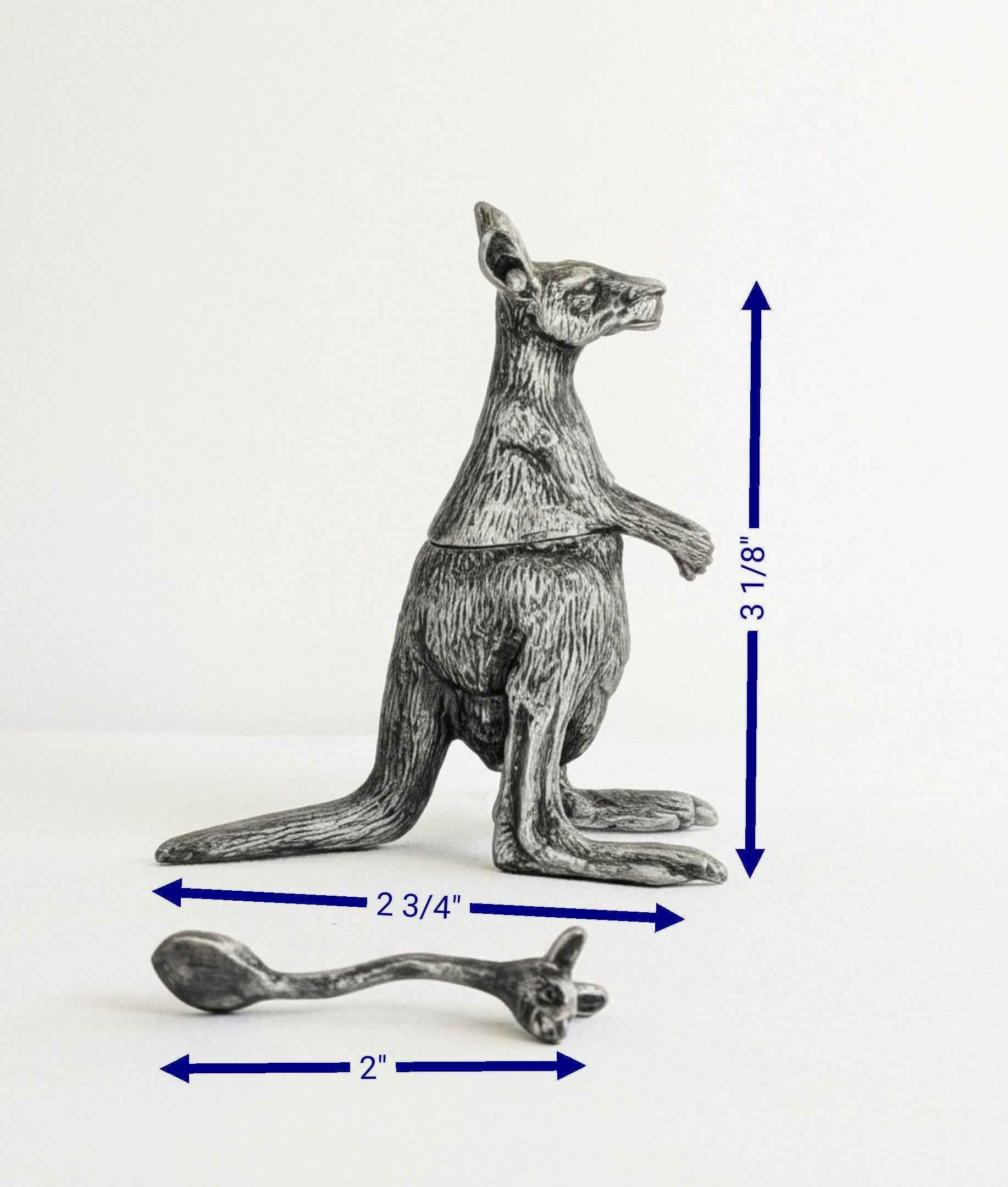 Handmade Mini Kangaroo Salt Cellar: Wild Nature Table Decor, Hand Cast Pewter