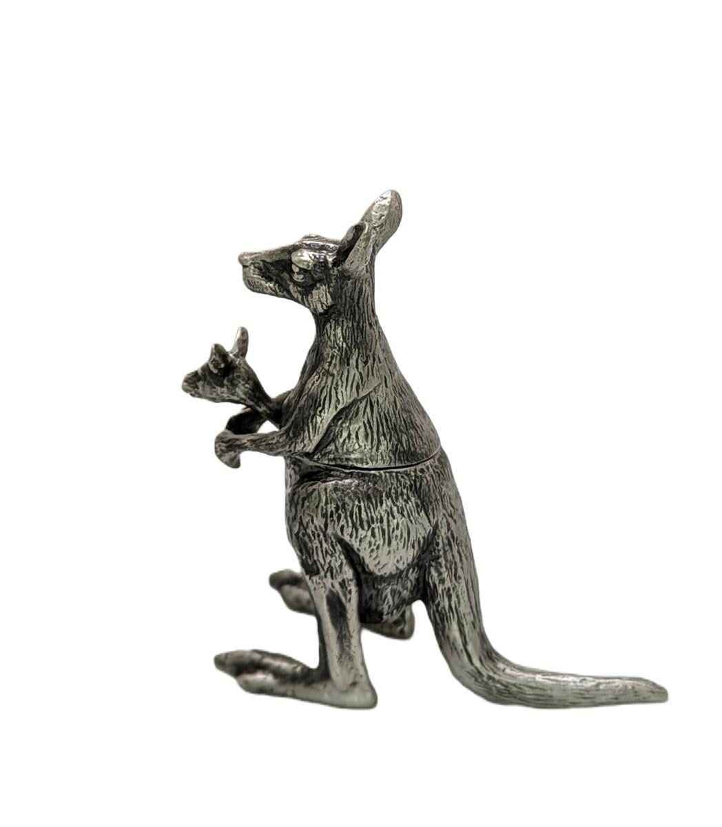 Handmade Mini Kangaroo Salt Cellar: Wild Nature Table Decor, Hand Cast Pewter