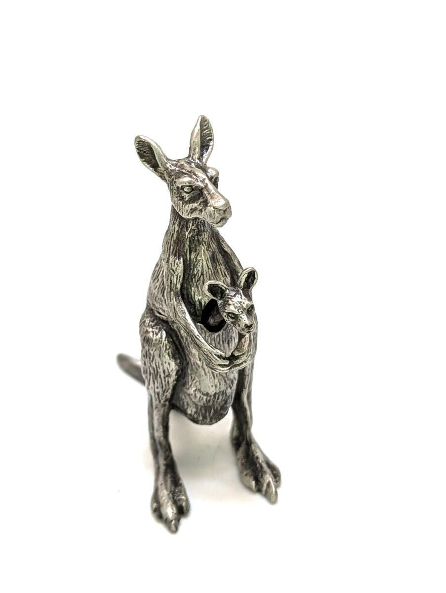 Handmade Mini Kangaroo Salt Cellar: Wild Nature Table Decor, Hand Cast Pewter