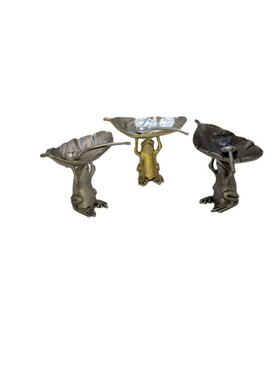 Handmade Pewter Coqui Frog Salt Dish, Nature Inspired Table Decor, Collectible