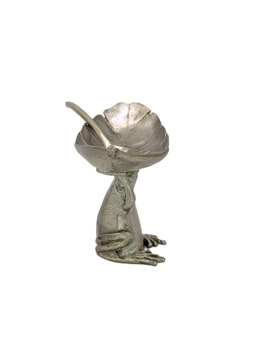 Handmade Pewter Coqui Frog Salt Dish, Nature Inspired Table Decor, Collectible