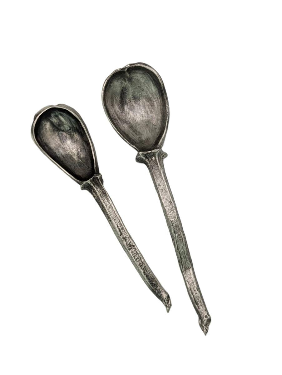 Handcrafted Pumpkin Pewter Small Spoons Set, Table Decor Inspired by Nature