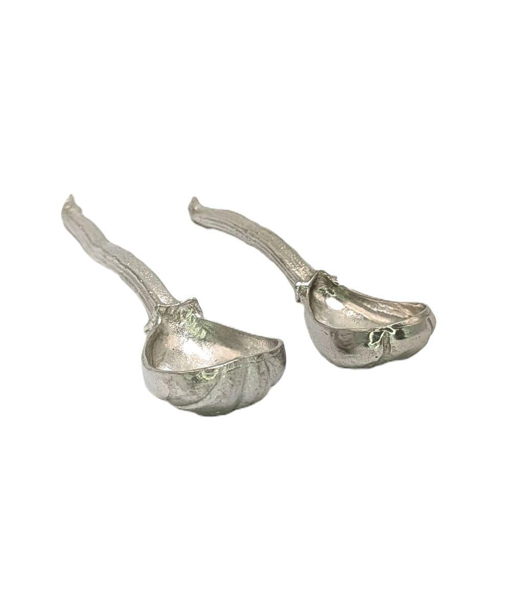 Handcrafted Pumpkin Pewter Small Spoons Set, Table Decor Inspired by Nature