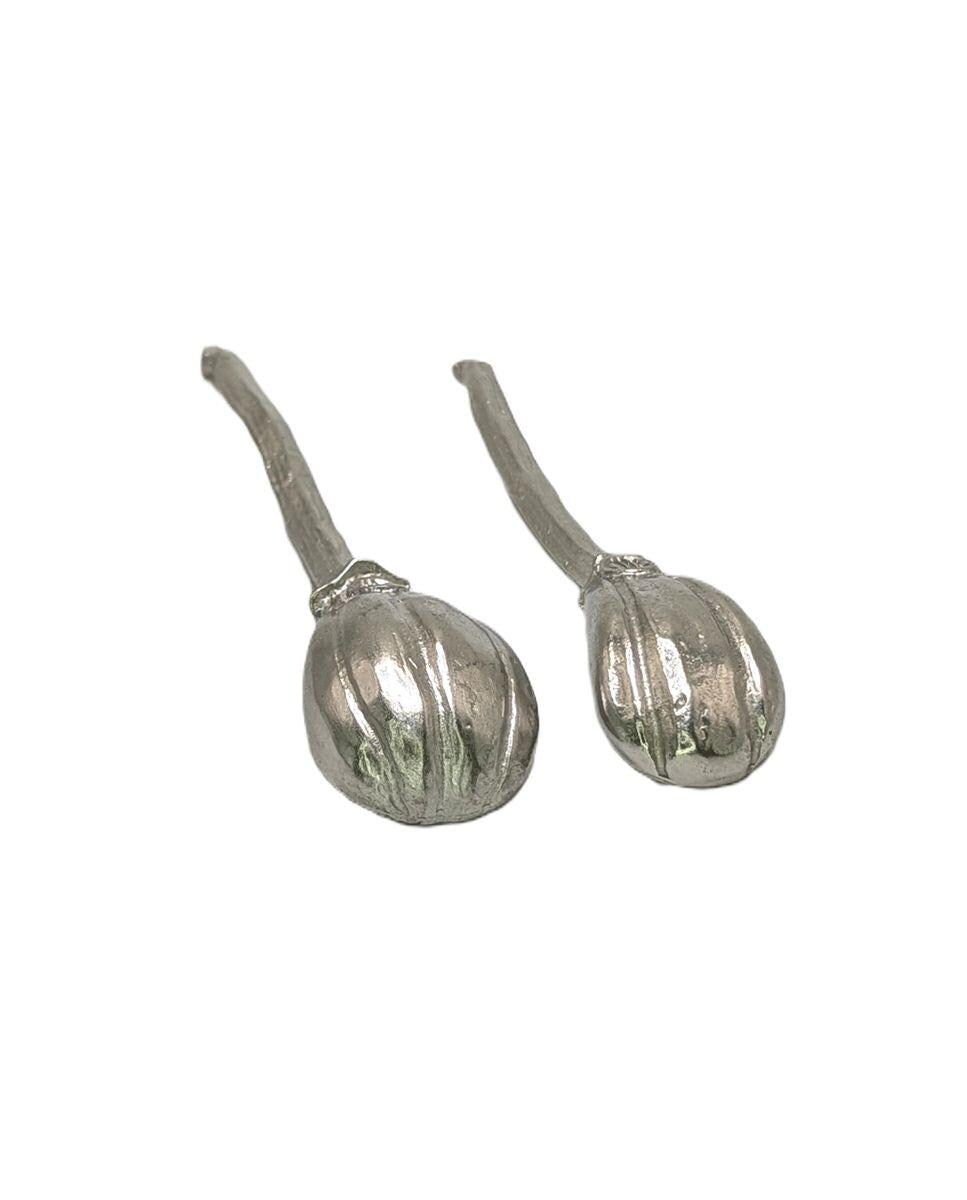 Handcrafted Pumpkin Pewter Small Spoons Set, Table Decor Inspired by Nature