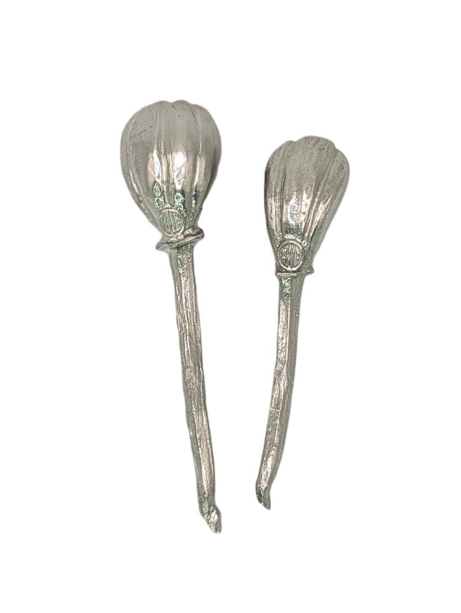 Handcrafted Pumpkin Pewter Small Spoons Set, Table Decor Inspired by Nature