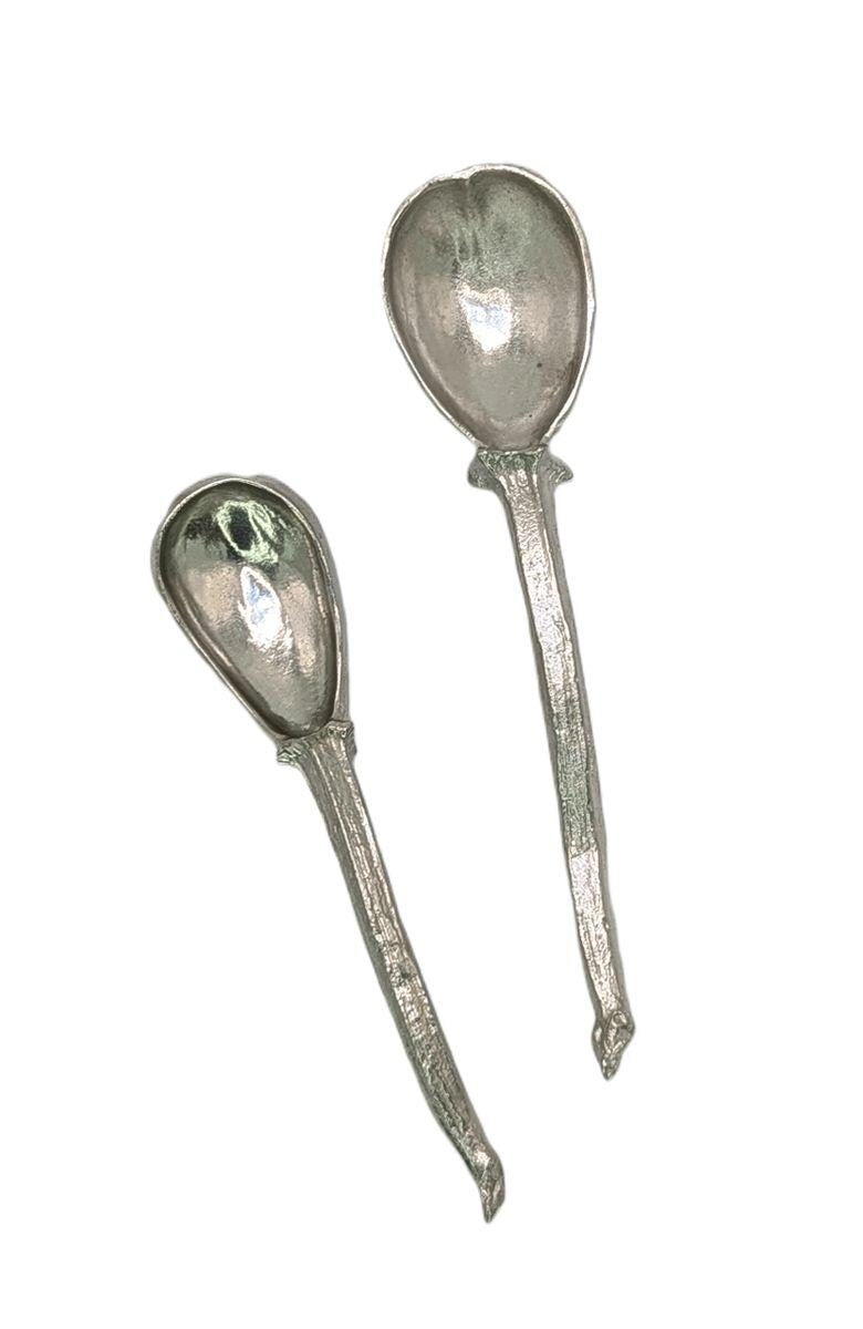 Handcrafted Pumpkin Pewter Small Spoons Set, Table Decor Inspired by Nature