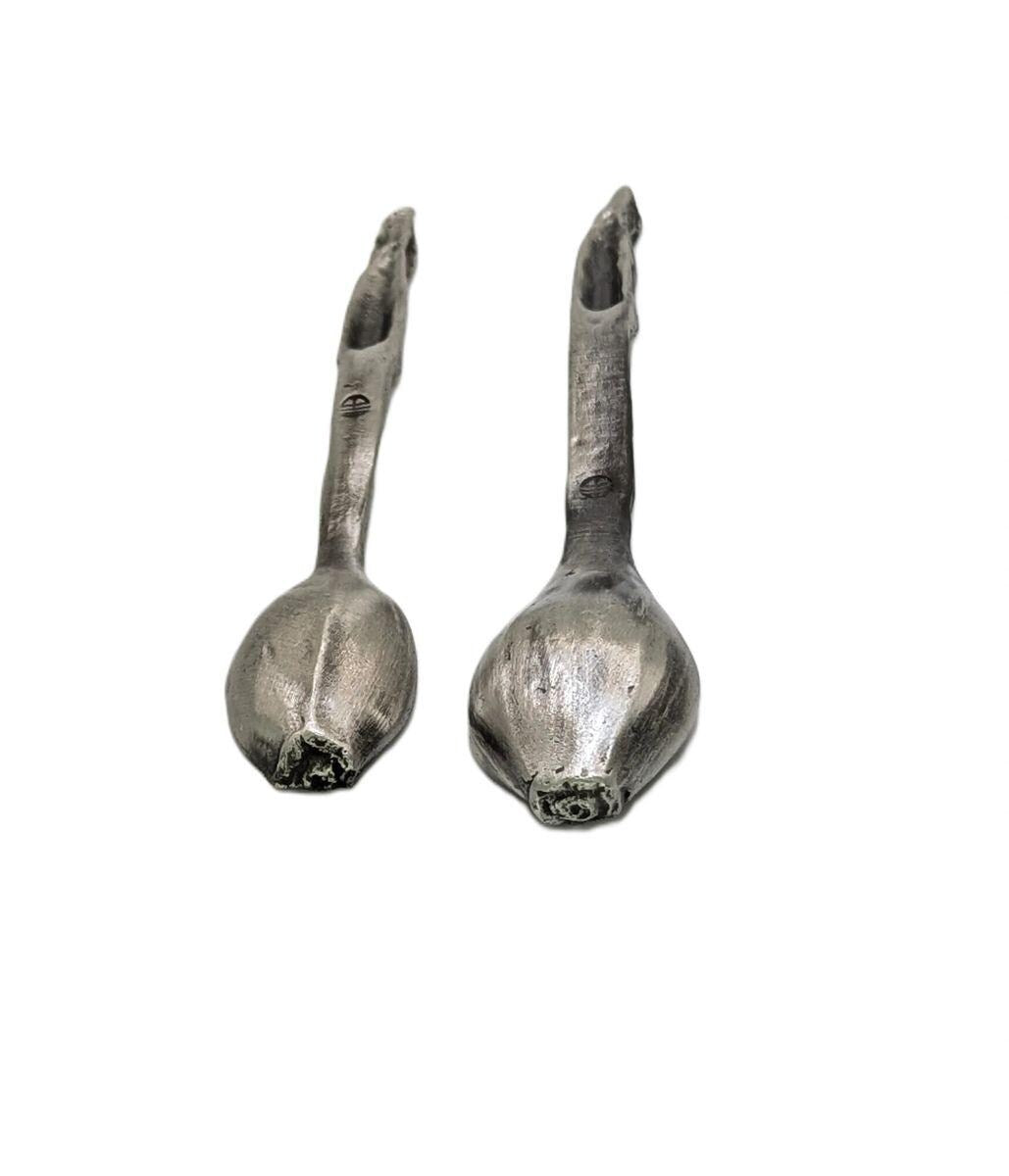 Handmade Pewter Banana Small Spoons Set of 2 Nature Inspired Kitchen Decor
