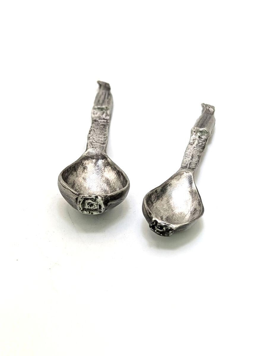 Handmade Pewter Banana Small Spoons Set of 2 Nature Inspired Kitchen Decor