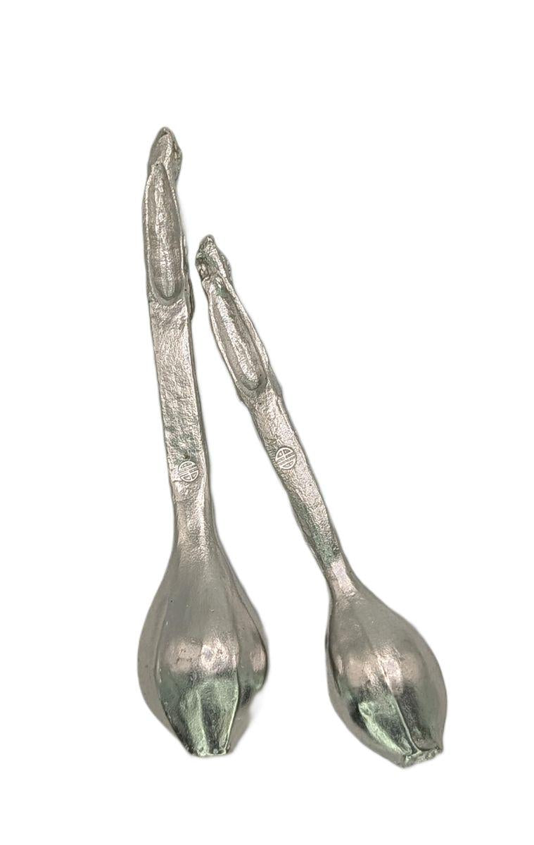 Handmade Pewter Banana Small Spoons Set of 2 Nature Inspired Kitchen Decor
