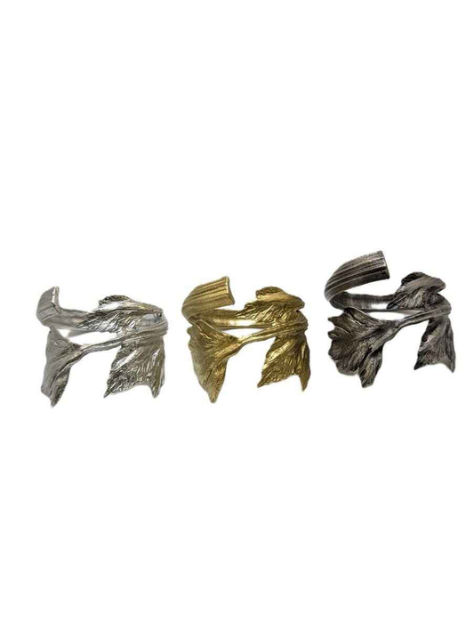 Handmade Celery Pewter Adjustable Napkin Ring Set of 4, Inspired by Nature, Table Decor