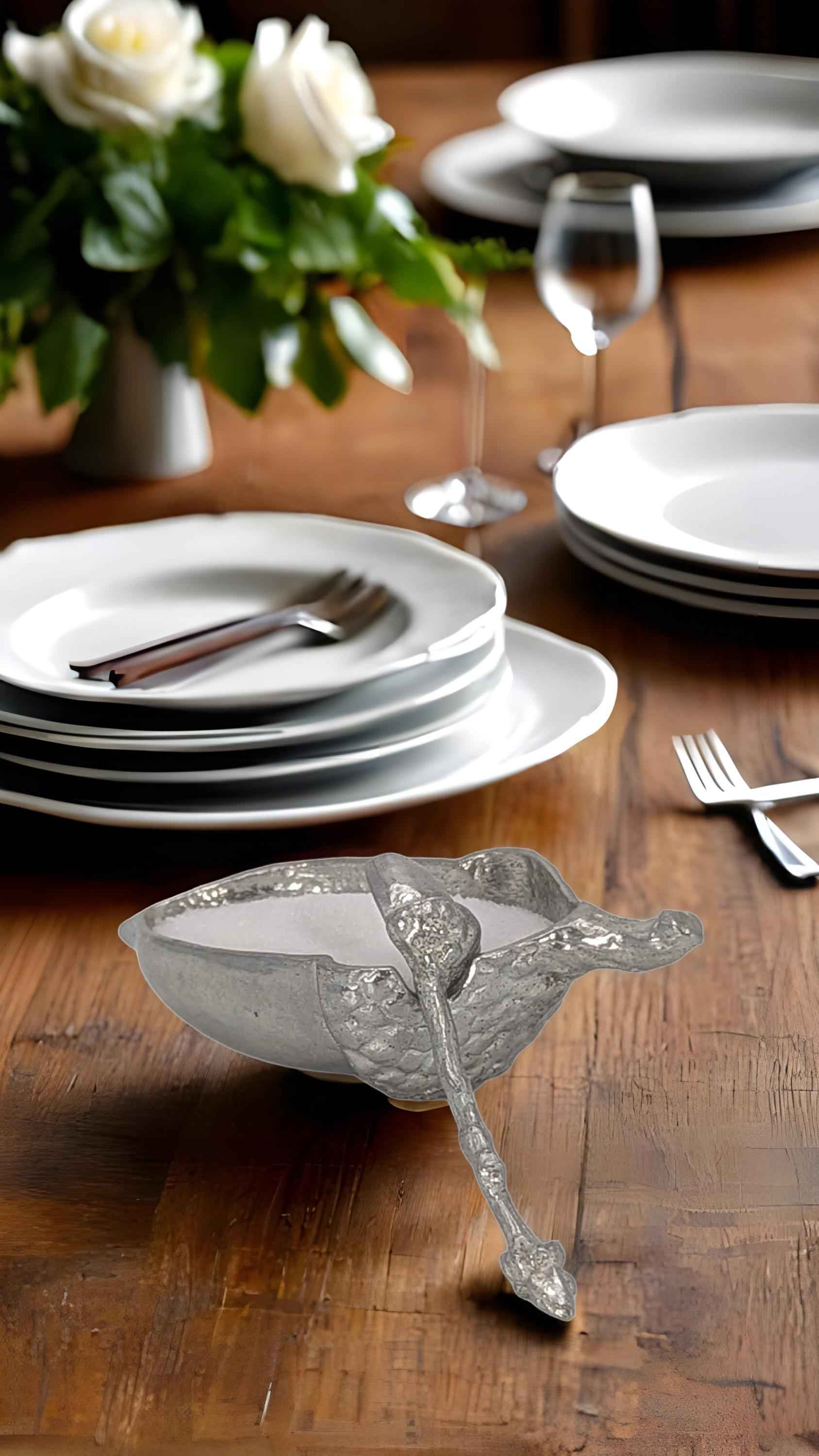 Handmade Acorn Minimalist Pewter Salt Dish, Table Decor Inspired by Nature