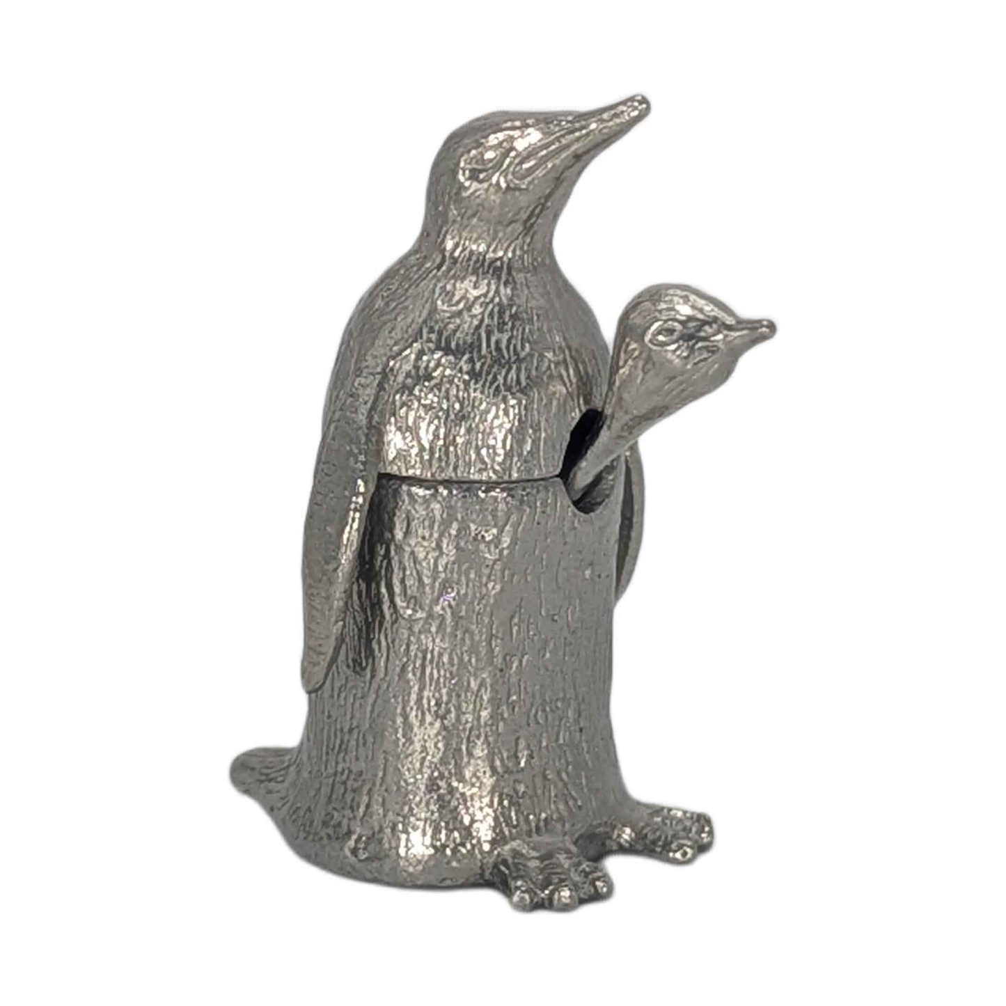 Charming Pewter Penguin Mini Salt Cellar with Chick Spoon, Minimalist Table Decor